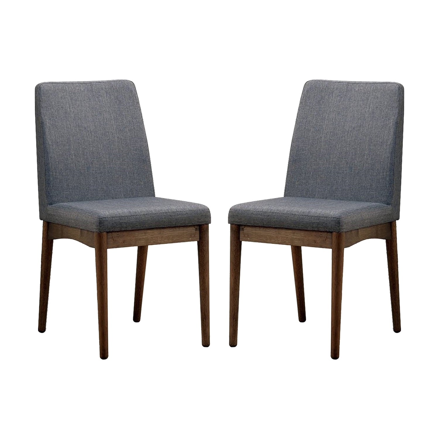 Set Of 2 Padded Fabric Dining Chairs In Natural Tone And Gray Solid Natural Grey Dining Room Dining Chairs Wood Fabric