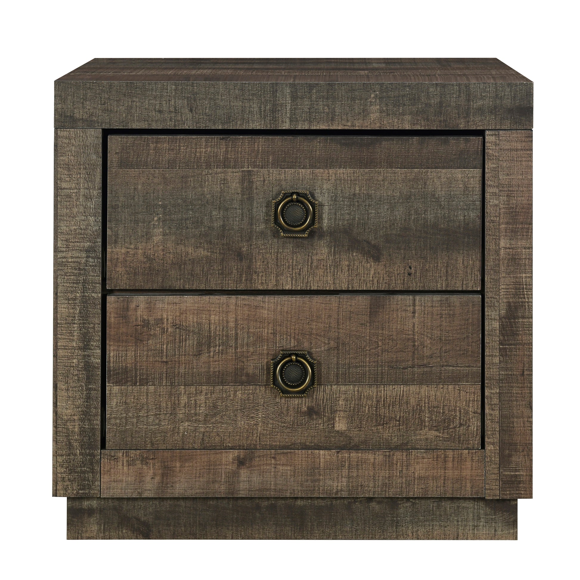 2 Pieces Bedroom Sets Farmhouse Style Full Size Bookcase Captain Bed And Nightstand, Rustic Brown Full Rustic Brown Bed Included,Nightstand Included Plywood