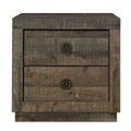 Farmhouse Style 2 Drawers Nightstand End Table For Bedroom, Living Room, Rustic Brown Rustic Brown Plywood