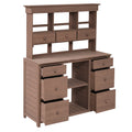 Garden Potting Bench Table, Rustic And Sleek Design With Multiple Drawers And Shelves For Storage, Brown Brown Garden & Outdoor Rustic Wood