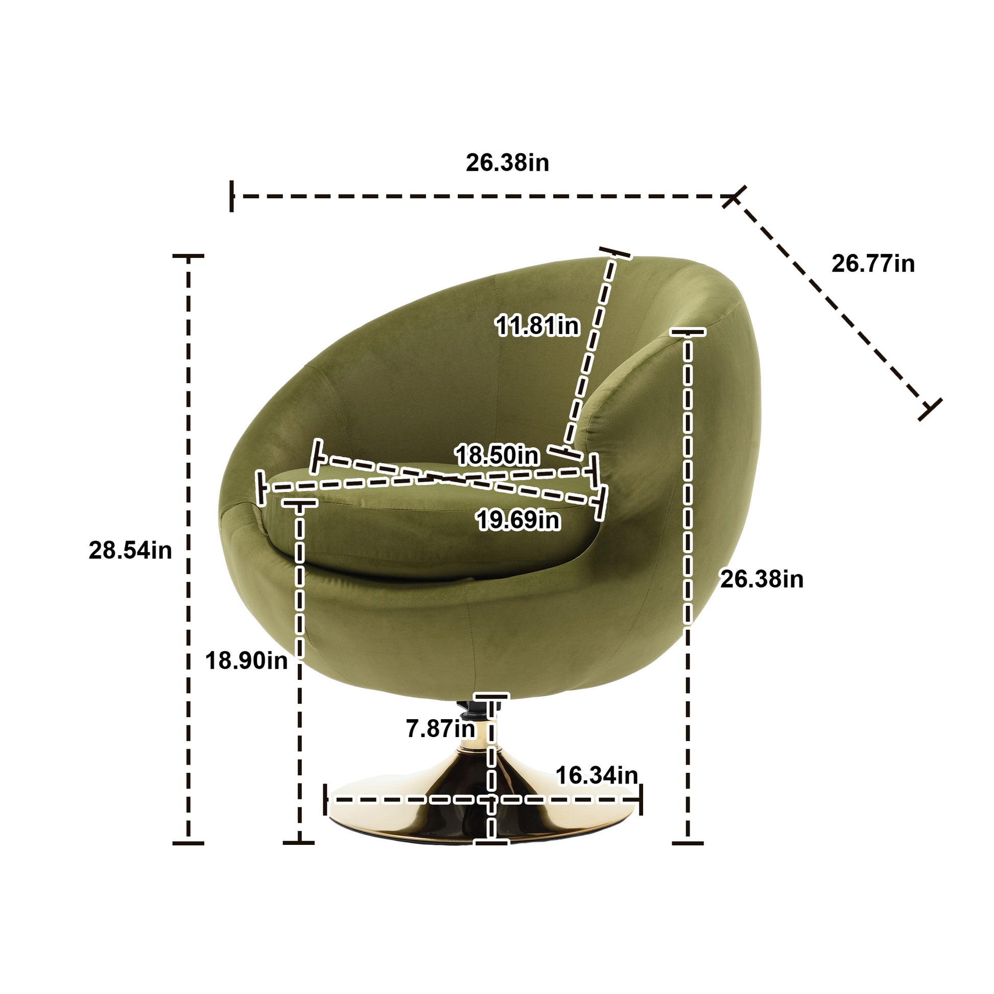 360 Degree Swivel Cuddle Barrel Accent Chairs, Round Armchairs With Wide Upholstered, Fluffy Fabric Chair For Living Room, Bedroom, Office, Waiting Rooms Olive Green Velvet