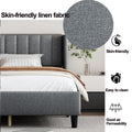 Queen Size Upholstered Platform Bed Frame With Headboard, Mattress Foundation, Wood Slat Support, Quiet, No Box Spring Needed, Easy To Assemble Light Grey Light Gray Wood