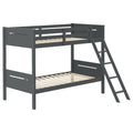 Grey Twin Twin Bunk Bed With Built In Ladder Twin Grey Wood Gray Bedroom Transitional Rubberwood Bunk Wood
