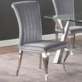 Grey Upholstered Side Chairs Set Of 4 Grey Dining Room Polished Rectangular Contemporary,Modern Side Chair Solid Back Upholstered