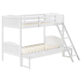 White Twin Full Bunk Bed With Arched Headboard Twin White Wood White Bedroom Transitional Rubberwood Bunk Wood