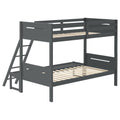 Grey Twin Full Bunk Bed With Built In Ladder Twin Grey Wood Gray Bedroom Transitional Rubberwood Bunk Wood
