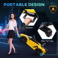 Aosom Lamborghini Aventador Licensed Kids Ride On Car With Scissor Doors, Easy Transport, 12V Electric Car For Kids With Remote Control, Suspension System, Horn, Music, Lights, Yellow Yellow Steel