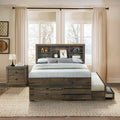 2 Pieces Bedroom Sets Farmhouse Style Full Size Bookcase Captain Bed And Nightstand, Rustic Brown Full Rustic Brown Bed Included,Nightstand Included Plywood