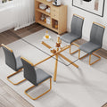 A Table With Four Chairs. Glass Dining Table With 0.39 