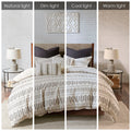 Cotton Jacquard Comforter Mini Set Ivory Charcoal Cotton