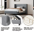 Queen Size Upholstered Platform Bed Frame With Headboard, Mattress Foundation, Wood Slat Support, Quiet, No Box Spring Needed, Easy To Assemble Light Grey Light Gray Wood