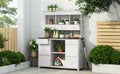 Garden Potting Bench Table, Rustic And Sleek Design With Multiple Drawers And Shelves For Storage, White And Gray White Gray Garden & Outdoor Rustic Wood