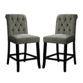 Set Of 2 Fabric Upholstered Dining Chairs In Antique Black And Gray Solid Antique Black Dining Room Wood Fabric