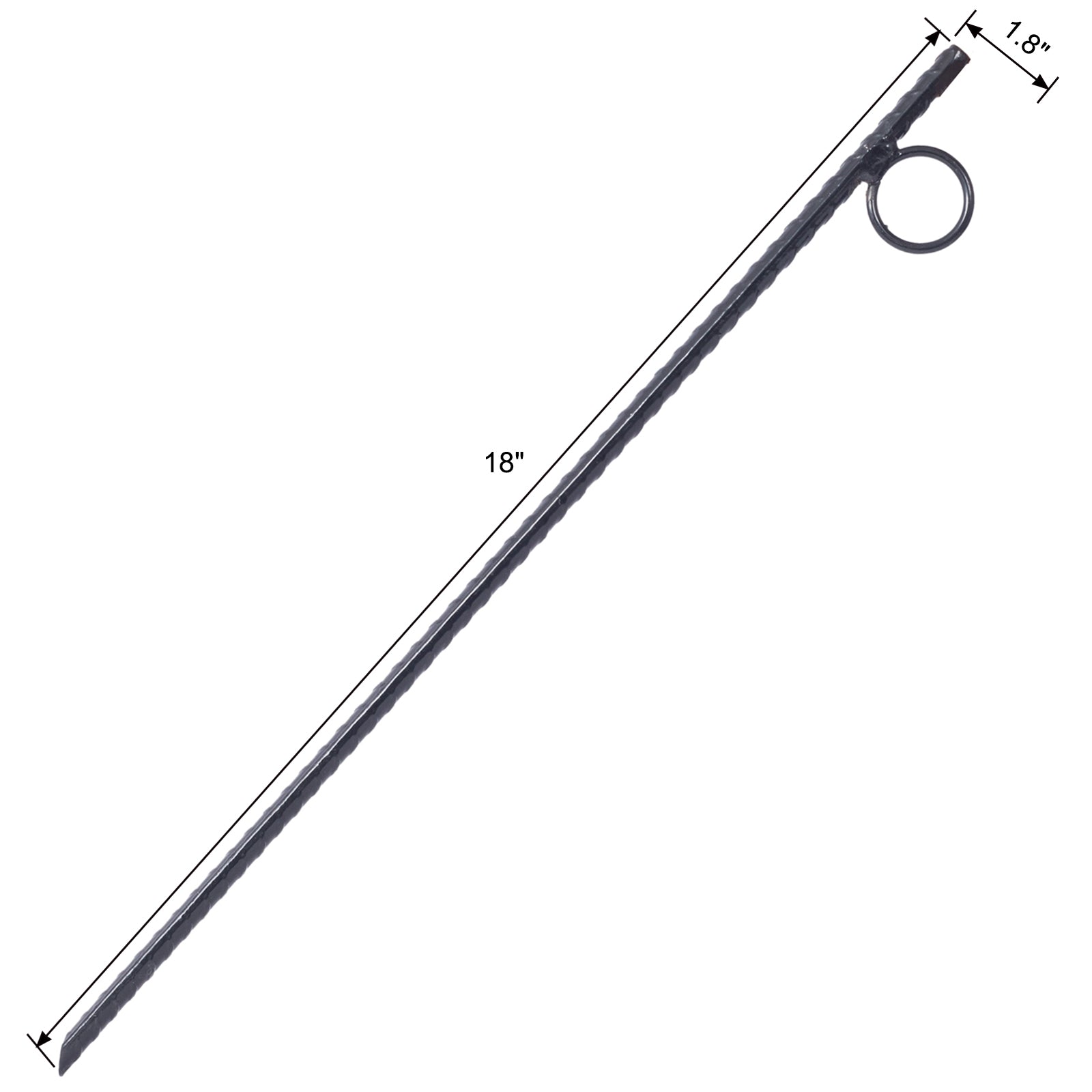 Rebar Stake With Loop 8Pcs Grip Rebar 3 8X 18 Inch Steel Durable Heavy Duty Tent Canopy Ground Stakes With Angled Ends And 1 Inch Loops For Campsites And Canopies Black Steel