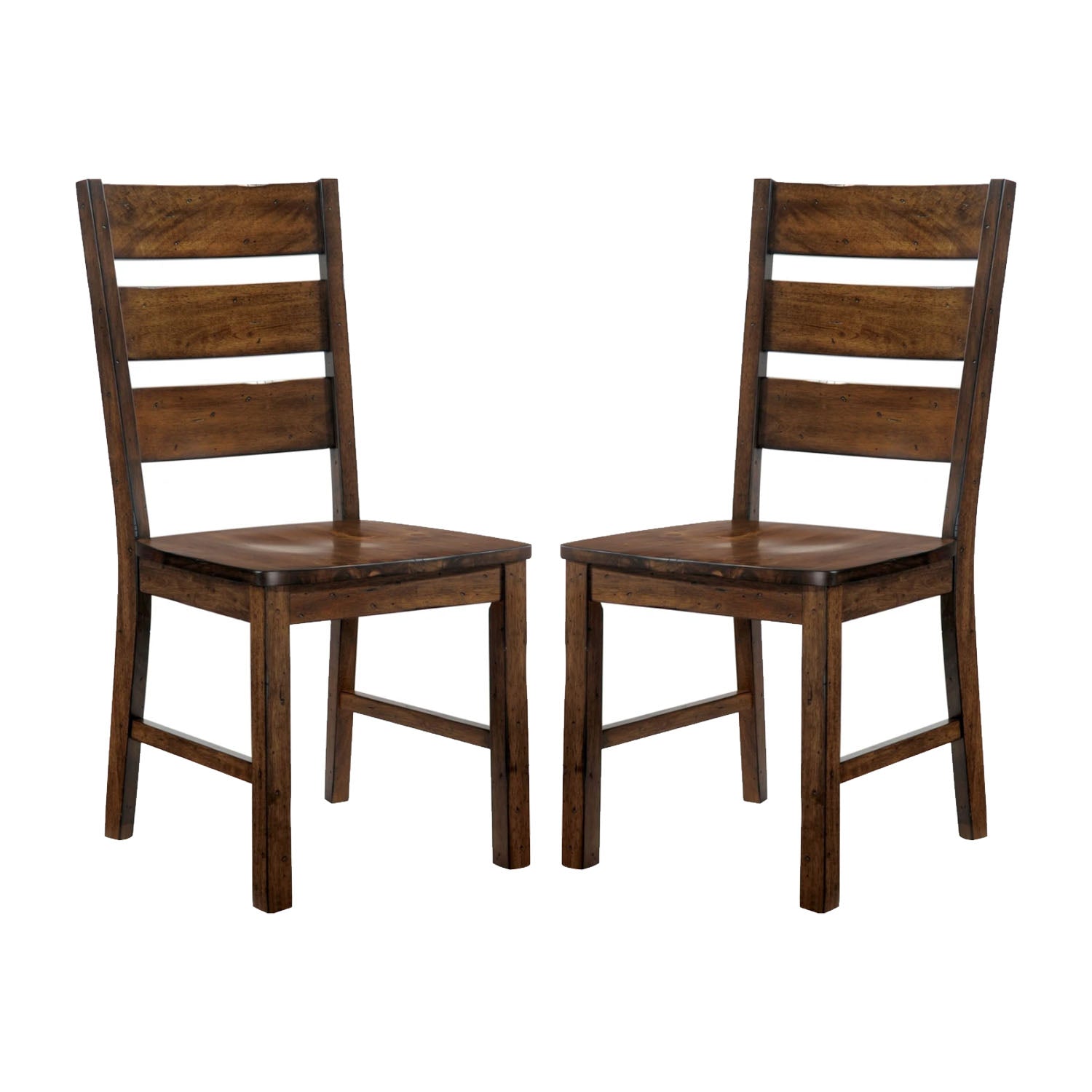Set Of 2 Wooden Side Chairs In Walnut Finish Walnut Dining Room Dining Chairs Ladder Back Wood