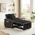 3 In 1 Sofa Bed, Convertible Sleeper Chair Sofa Bed Adjustable Pull Out Sleeper Chair Bed Multi Pockets Folding Sofa Bed For Living Room Bedroom Small Space Black Black Velvet 1 Seat