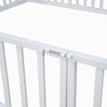 Twin Size Metal House Bed With Fence And Door, White White Metal