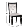 Set Of 2 Dining Side Chair In Black And Silver Finish Black Dining Room Dining Chairs Tufted Back Faux Leather
