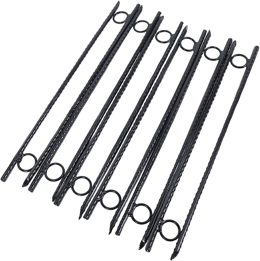 Rebar Stake With Loop 12Pcs Grip Rebar 3 8X 18 Inch Steel Durable Heavy Duty Tent Canopy Ground Stakes With Angled Ends And 1 Inch Loops For Campsites And Canopies Black Steel
