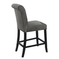 Set Of 2 Fabric Upholstered Dining Chairs In Antique Black And Gray Solid Antique Black Dining Room Wood Fabric