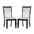 Set Of 2 Dining Side Chair In Black And Silver Finish Black Dining Room Dining Chairs Tufted Back Faux Leather