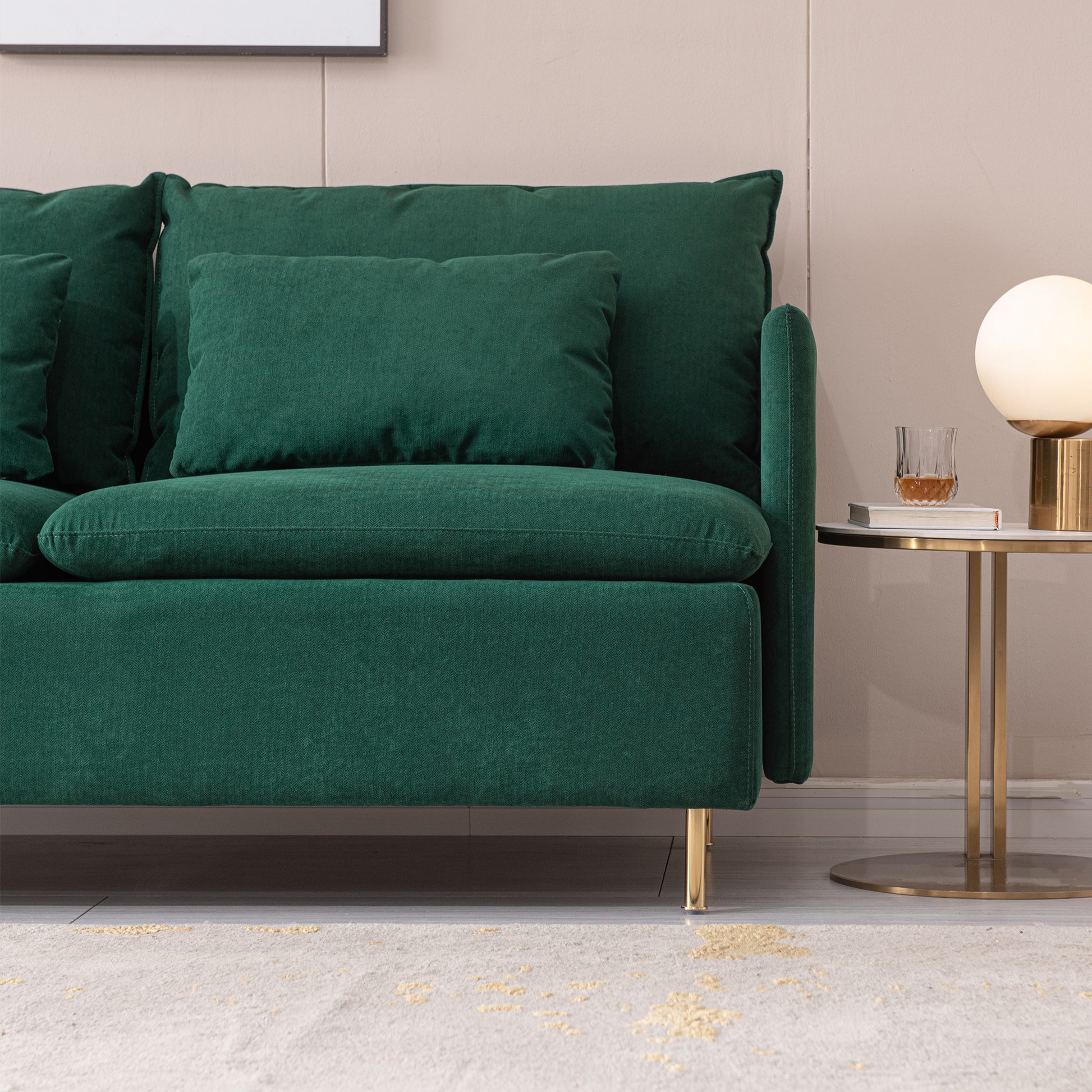 Modern Upholstered Loveseat Sofa,Emerald Cotton Linen63.8" Emerald Foam Cotton Linen 2 Seat