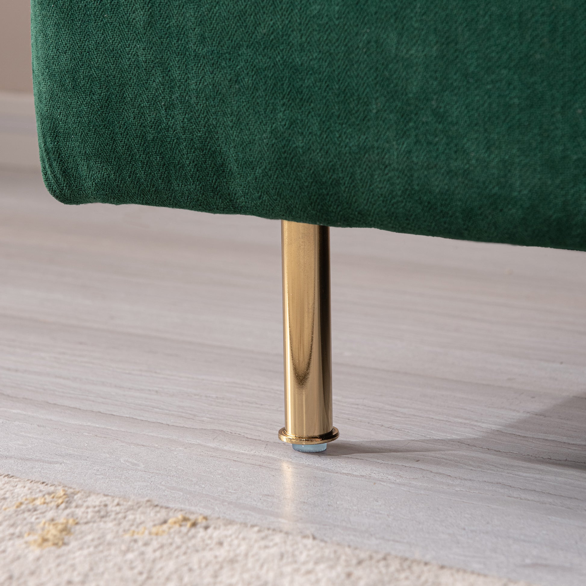 Modern Armless Loveseat Couch,Armless Settee Bench, Emerald Cotton Linen 59.8'' Emerald Foam Cotton Linen 2 Seat