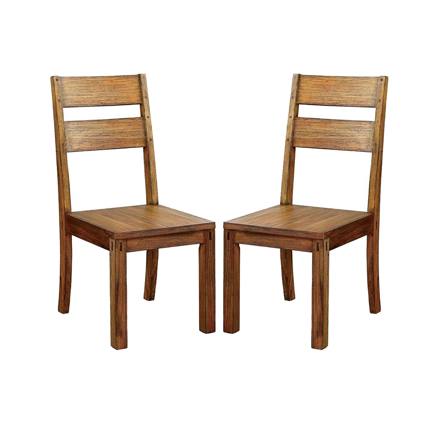 Set Of 2 Wooden Side Chairs In Dark Oak Finish Dark Oak Dining Room Dining Chairs Ladder Back Wood