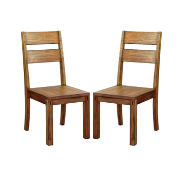Set Of 2 Wooden Side Chairs In Dark Oak Finish Dark Oak Dining Room Dining Chairs Ladder Back Wood