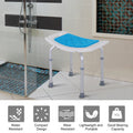 Homcom 6 Level Adjustable Curved Bath Stool Spa Shower Chair Non Slip Design For The Elderly, Injured, & Pregnant Women Blue Aluminum