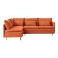 Modular L Shaped Corner Sofa ,Left Hand Facing Sectional Couch,Orange Cotton Linen 90.9'' Orange Foam Cotton Linen 3 Seat
