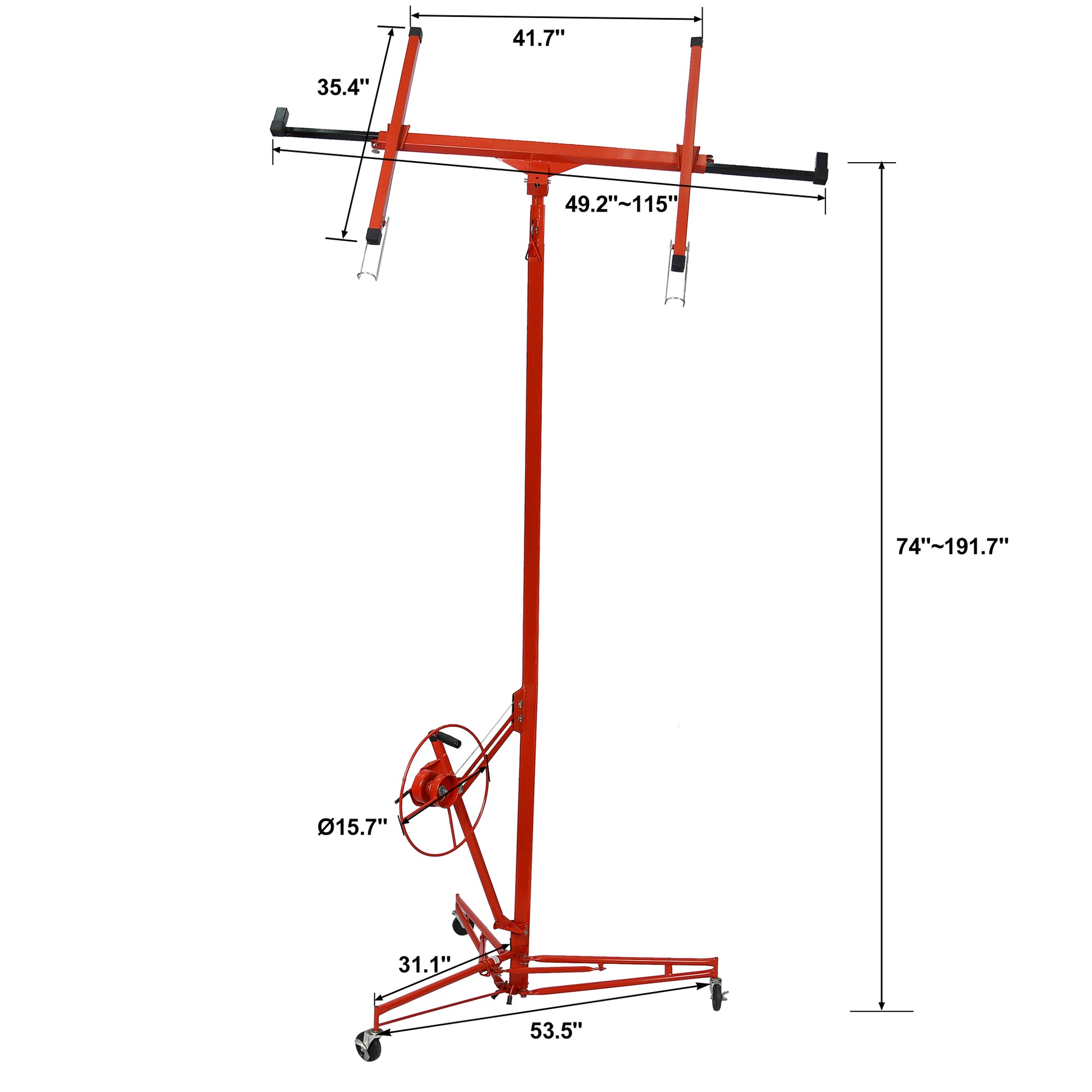 Drywall Panel Hoist Drywall Lift Rolling Panel Hoist Jack Lifter 16Ft Red Color Red Metal