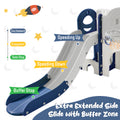 Kids Slide Playset Structure 9 In 1, Freestanding Space Set With Slide, Arch Tunnel, Ring Toss, Drawing Whiteboardl And Basketball Hoop For Toddlers, Kids Climbers Playground Blue Grey Hdpe Indoor & Outdoor Use