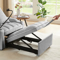 3 In 1 Sofa Bed, Convertible Sleeper Chair Sofa Bed Adjustable Pull Out Sleeper Chair Bed Multi Pockets Folding Sofa Bed For Living Room Bedroom Small Space Grey Grey Velvet 1 Seat