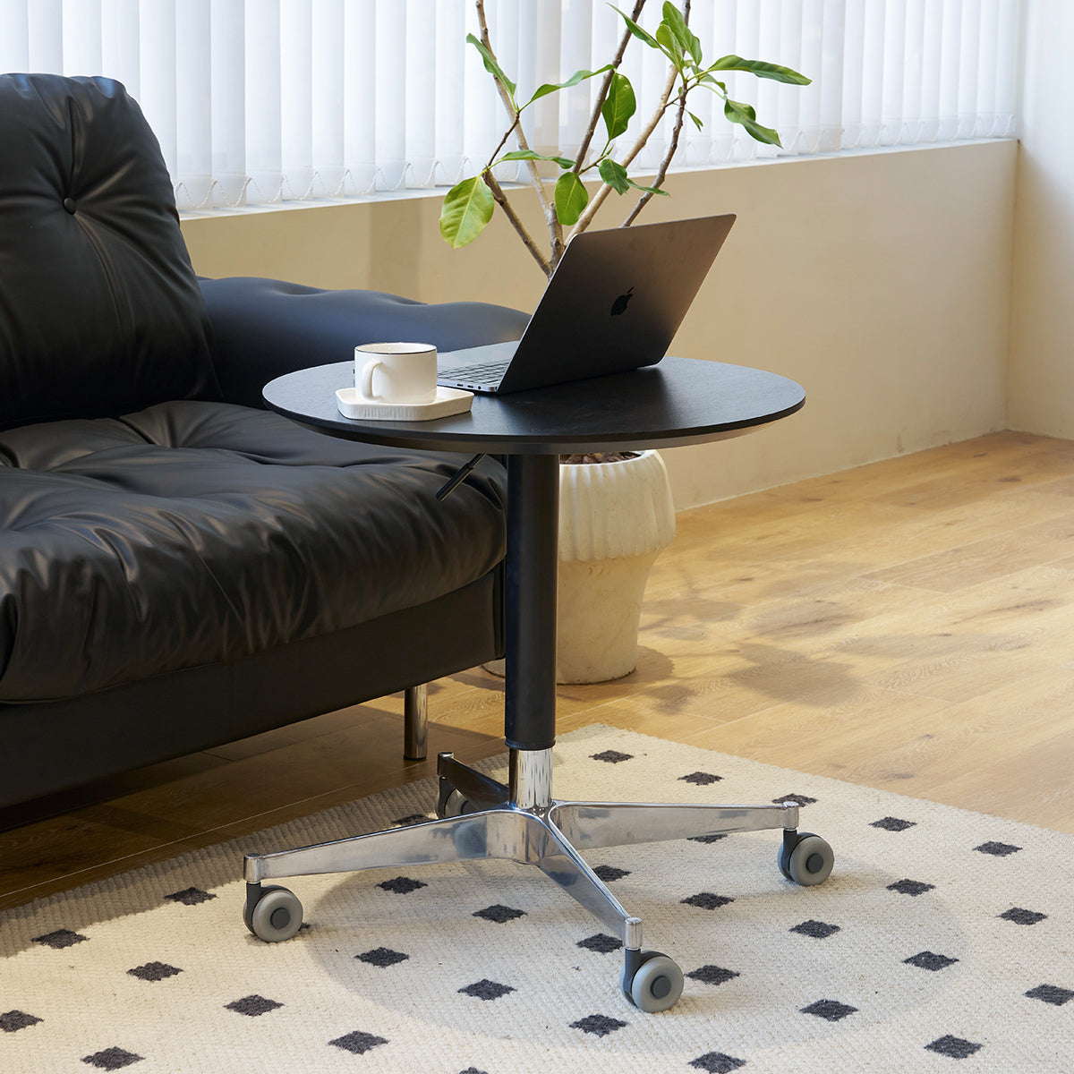 Movable Adjustable Coffee Table 360 Swivel Counter Bar Height Aluminum Star Base Movable For End Table Dining Room Home Kitchen Table Black Aluminium Alloy