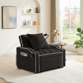 3 In 1 Sofa Bed, Convertible Sleeper Chair Sofa Bed Adjustable Pull Out Sleeper Chair Bed Multi Pockets Folding Sofa Bed For Living Room Bedroom Small Space Black Black Velvet 1 Seat