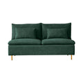 Modern Armless Loveseat Couch,Armless Settee Bench, Emerald Cotton Linen 59.8'' Emerald Foam Cotton Linen 2 Seat