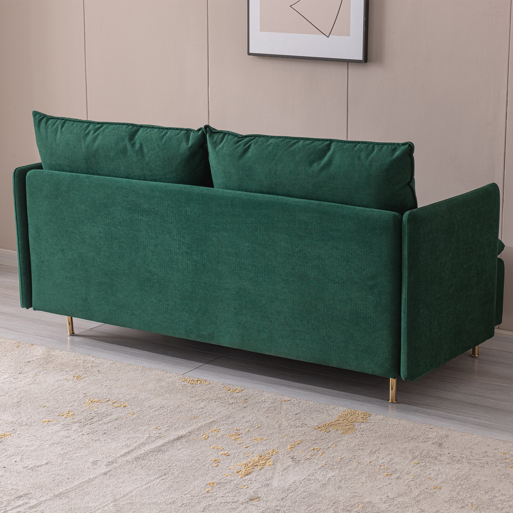 Modern Upholstered Loveseat Sofa,Emerald Cotton Linen63.8" Emerald Foam Cotton Linen 2 Seat