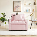 3 In 1 Sofa Bed, Convertible Sleeper Chair Sofa Bed Adjustable Pull Out Sleeper Chair Bed Multi Pockets Folding Sofa Bed For Living Room Bedroom Small Space Pink Pink Velvet 1 Seat