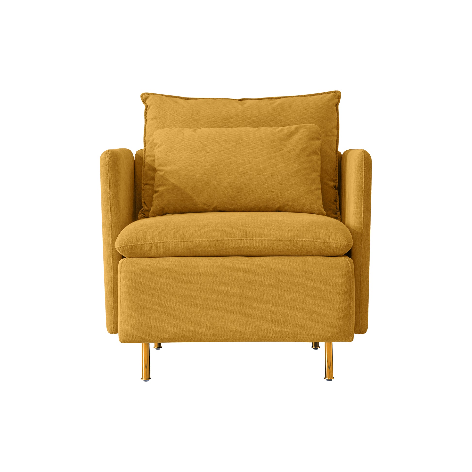 Modern Fabric Accent Armchair,Upholstered Single Sofa Chair,Yellow Cotton Linen 30.7'' Yellow Foam Cotton Linen 1 Seat