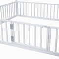 Twin Size Metal House Bed With Fence And Door, White White Metal