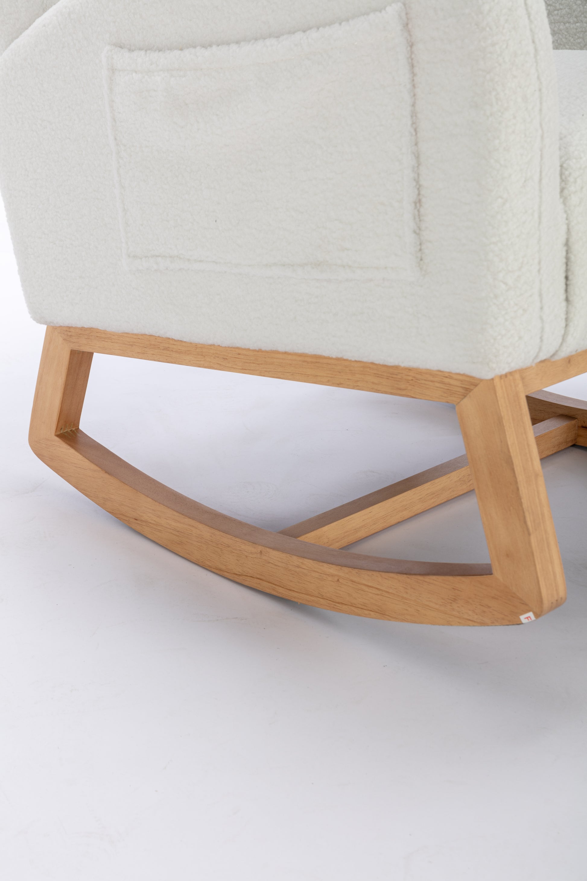 049 Teddy Fabric Rocking Chair With Packet Wood Legs,Ivory Wood Solid Ivory Primary Living Space Foam Wipe Clean Modern Rocking Chairs Eucalyptus Tufted Back Foam Teddy