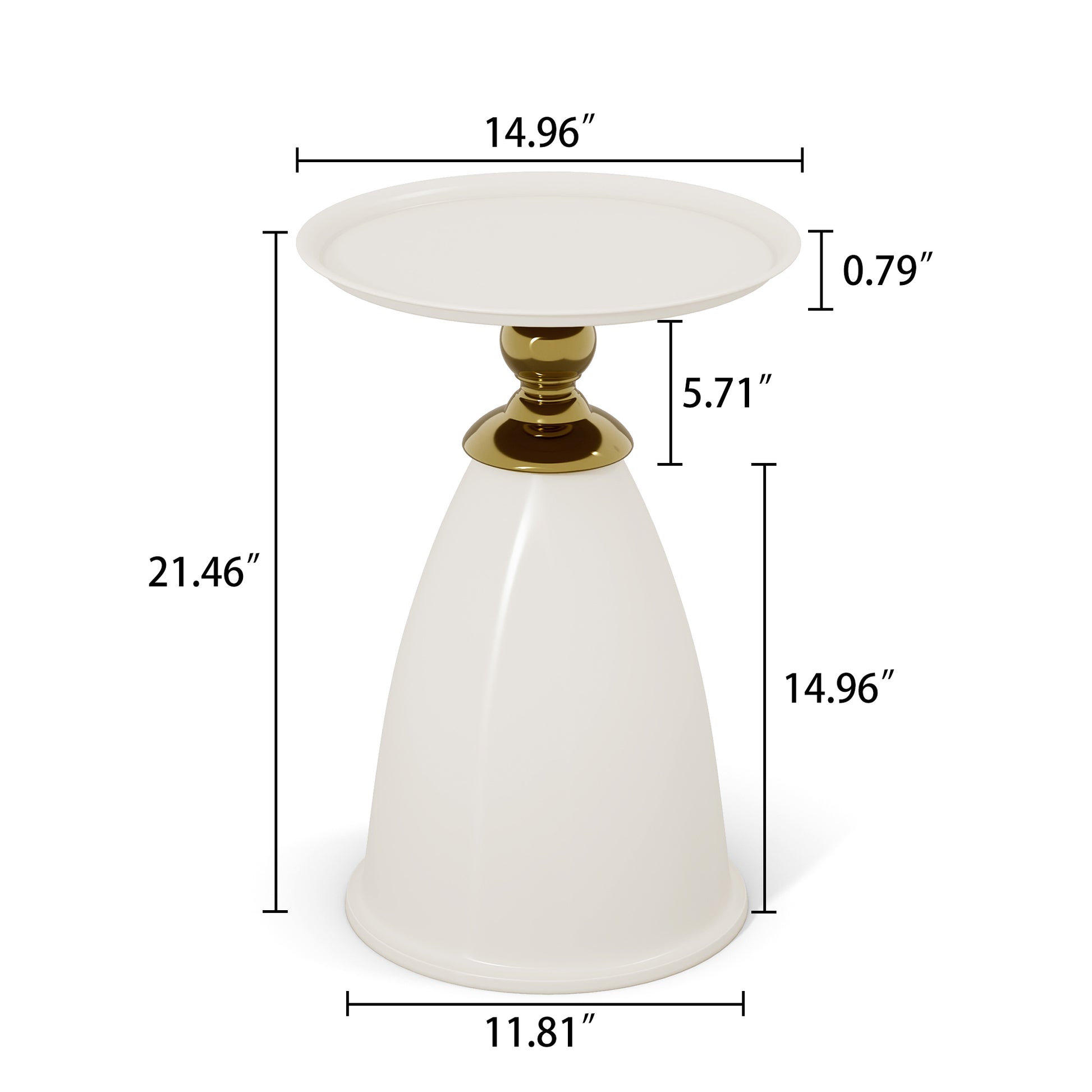 Luxury Design Iron End Table, Minimalist Round Side Table For Small Space White Iron