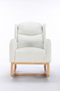 049 Teddy Fabric Rocking Chair With Packet Wood Legs,Ivory Wood Solid Ivory Primary Living Space Foam Wipe Clean Modern Rocking Chairs Eucalyptus Tufted Back Foam Teddy