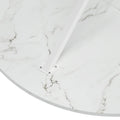 42.13'' Modern Cross Leg Round Dining Table, White Marble Top Occasional Table, Two Piece Removable Top, Matte Finish Iron Legs White Mdf Metal