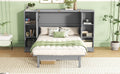 Queen Size Murphy Bed With Shelves, Drawers And Usb Ports,Gray Gray Mdf Lvl