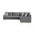 L Shaped Corner Sectional Technical Leather Sofa With Pillows,Dark Grey,89.8*89.8'' Dark Grey Foam 4 Seat
