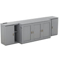 Queen Size Murphy Bed With Shelves, Cabinets And Usb Ports,Gray Queen Gray Mdf Lvl
