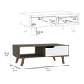 Coffee Table, One Open Shelf, One Drawer, Dark Brown White Multicolor Particle Board Particle Board