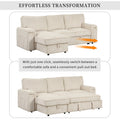 Upholstery Sleeper Sectional Sofa With Storage Bags And 2 Cup Holders On Arms Beige Wood Cushion Back Square Arms Polyester 3 Seat